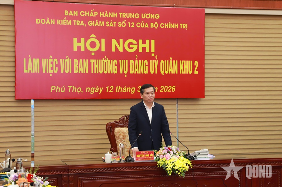 Đoàn kiểm tra, giám sát của Bộ Chính trị, Ban Bí thư làm việc với Ban Thường vụ Đảng ủy Quân khu 2